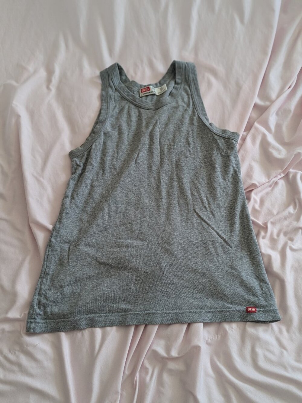 Diesel Grey Solid Underwear Tank Top Size S